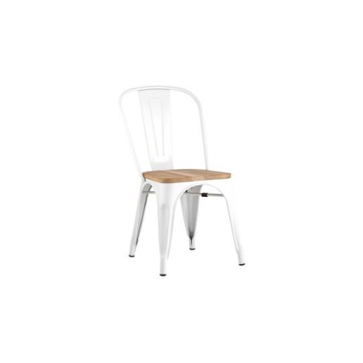 Стул TOLIX WOOD белый глянцевый, каркас металлический, сиденье деревянное