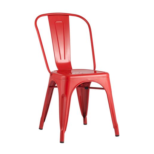 Стул Tolix красный глянцевый, экокожа, пластик, металл