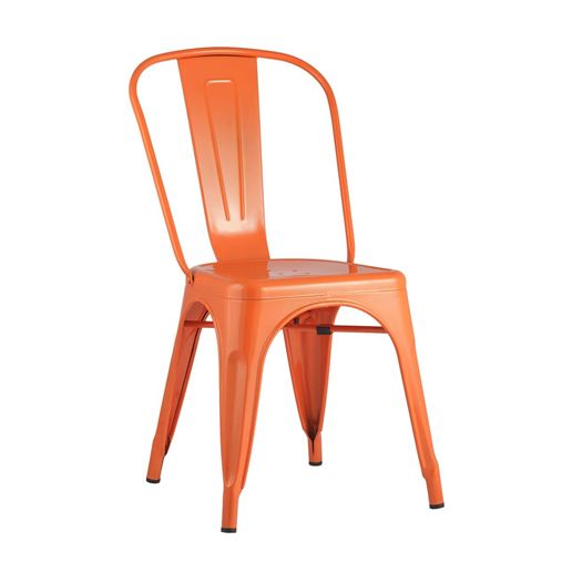 Стул Tolix оранжевый глянцевый, экокожа, пластик, металл