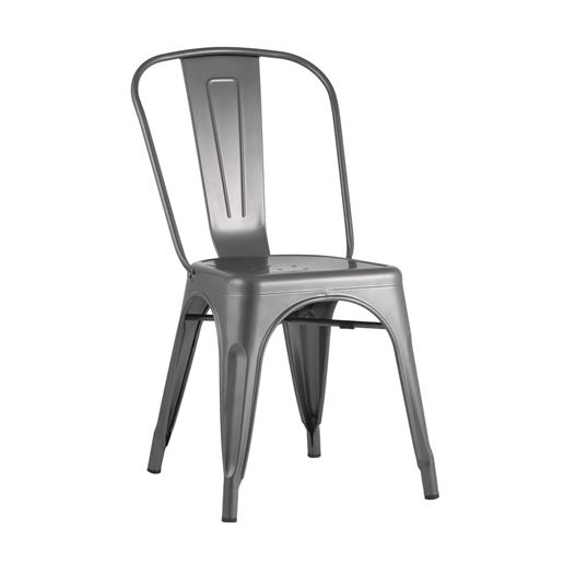 Стул Tolix серебристый матовый, экокожа, пластик, металл