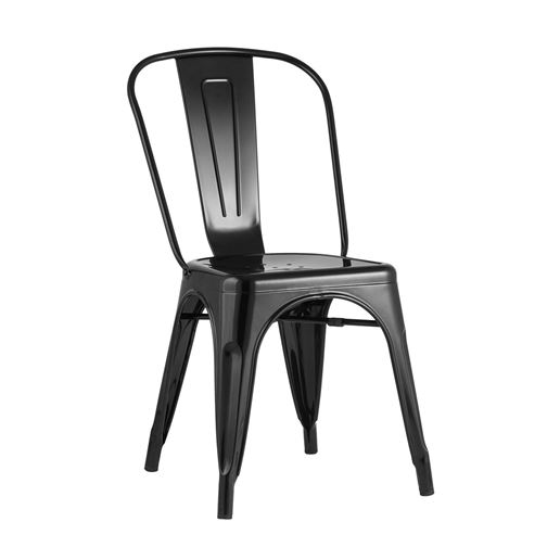 Стул Tolix черный глянцевый, экокожа, пластик, металл