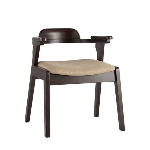 Стул VINCENT бежевый обеденный деревянный массив гивеи с мягким сиденьем со спинкой и подлокотниками