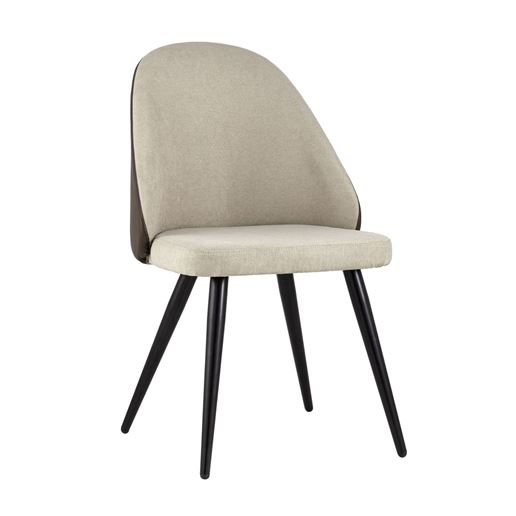 Стул Альдо обивка экокожа коричневый рогожка серый ножки металл