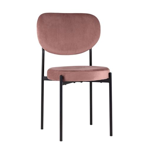 Стул Барбара пыльно-розовый обеденный обивка велюр ножки металл