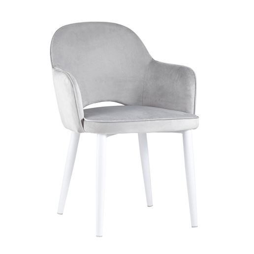 Стул Венера велюр цвет серый ножки белые металл