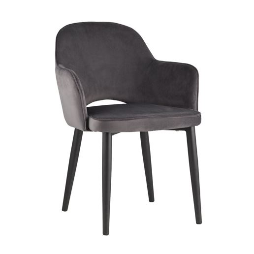 Стул Венера серый, мебельная ткань велюр, металлические черные ножки
