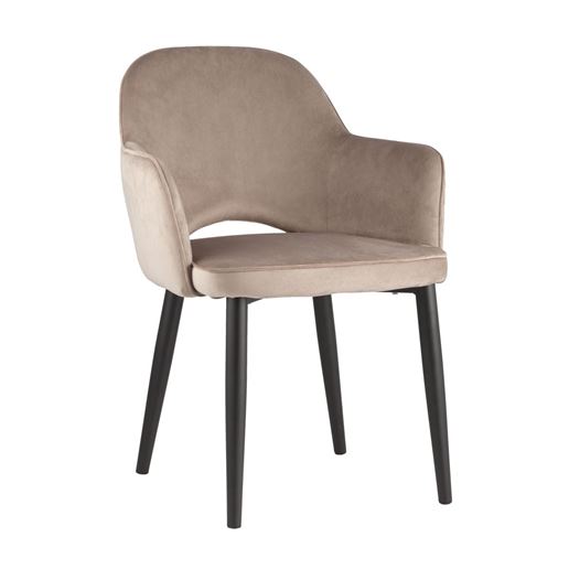 Стул Венера шампань, мебельная ткань велюр, металлические черные ножки