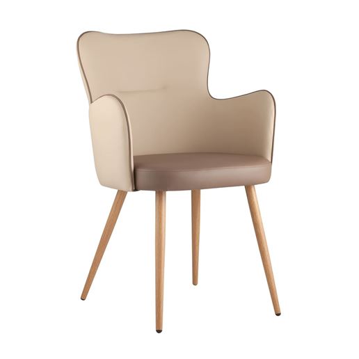 Стул Космос коричневый обивка PU кожа, стальные ножки с принтом под дерево