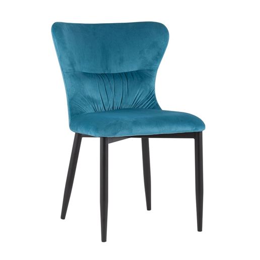 Стул Лилиан велюровый бирюзовый мягкая обивка, черные металлические ножки