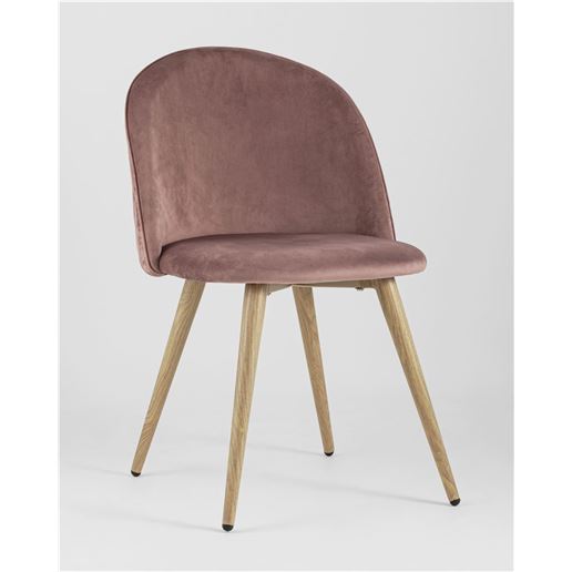 Стул Лион с ромбами розовый, металлические ножки под дерево, велюровая ткань, спинка с ромбовидной ст