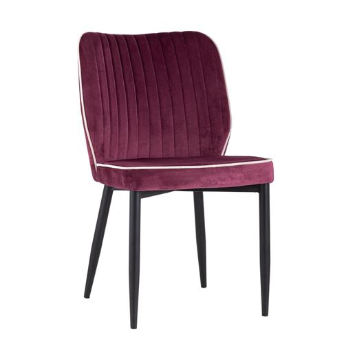 Стул Лоренс бордовый обивка мебельный велюр ножки металл