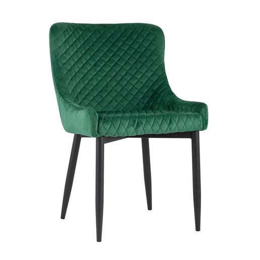 Стул мягкий Ститч ткань велюр изумрудный прострочка и черные металлические ножки