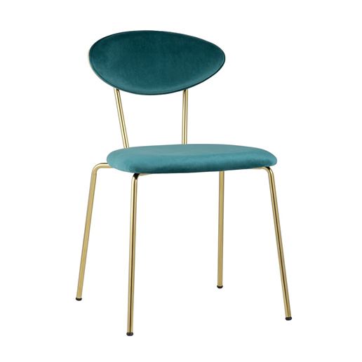 Стул Ники бирюзовый обивка велюр ножки металл золото