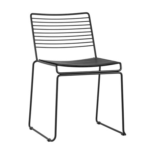 Стул обеденный Danny черный металл с черной подушкой из экокожи