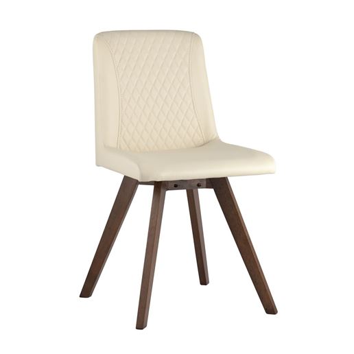 Стул обеденный MARTA деревянный с бежевым сиденьем из экокожи