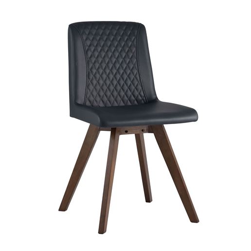 Стул обеденный MARTA деревянный с синим сиденьем из экокожи