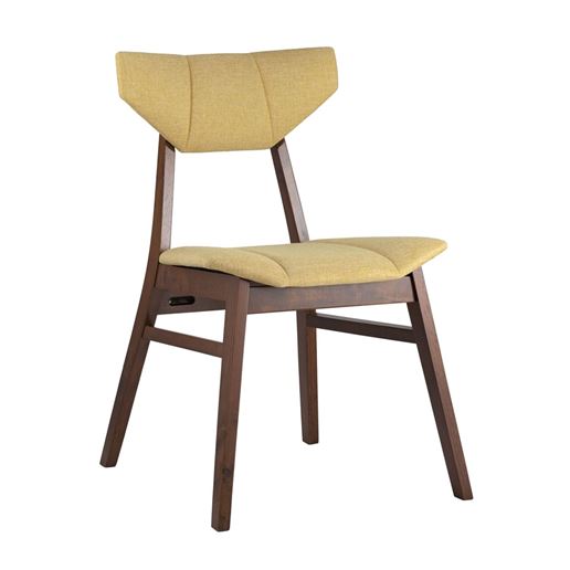 Стул обеденный TOR деревянный с мягким желтым тканевым сиденьем