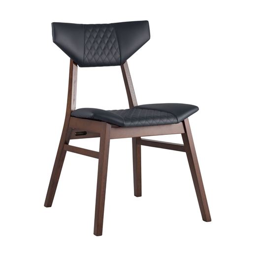 Стул обеденный TOR деревянный с мягким синим сиденьем из экокожи