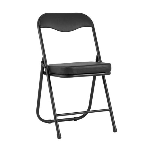 Стул складной Джон на металлическом каркасе в обивке из экокожи черного цвета