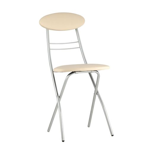 Стул складной М8-01 Компакт Слоновая кость, металлический каркас, кожа PVC