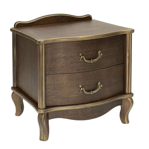 Прикроватная тумба 2 ящика "Джульетта"  Золотая патина/Орех