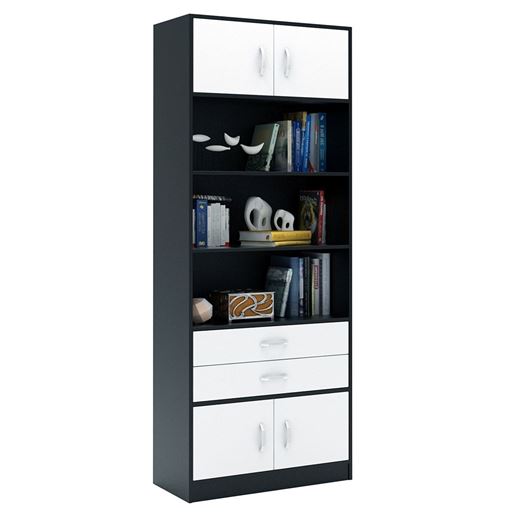 Стеллаж в комплекте Либерти-51 черный / белый