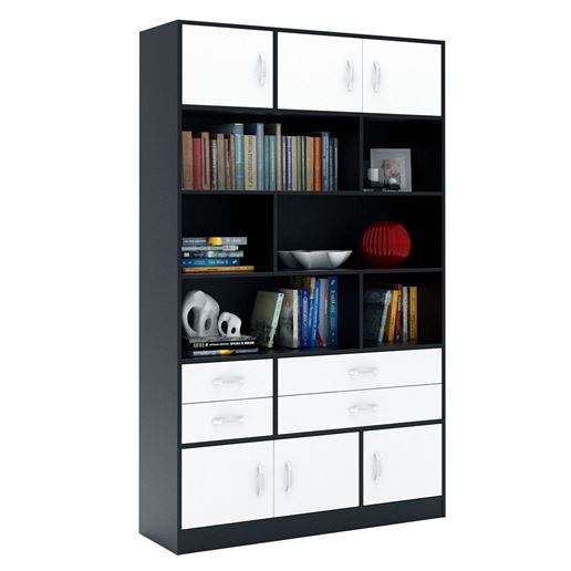 Стеллаж в комплекте Либерти-62 черный / белый