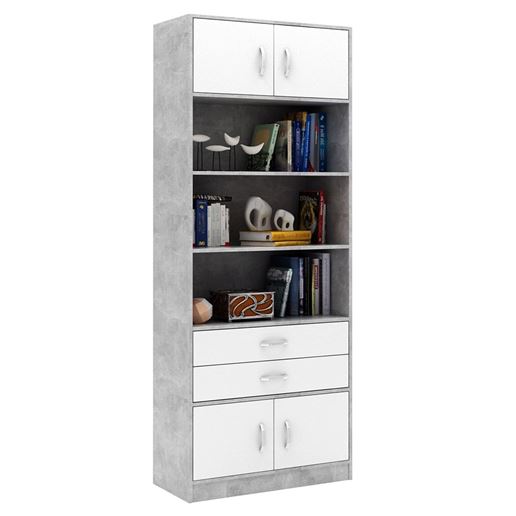 Стеллаж в комплекте Либерти-51 бетон / белый