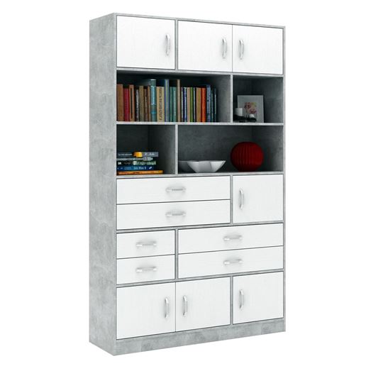 Стеллаж в комплекте Либерти-61 бетон / белый