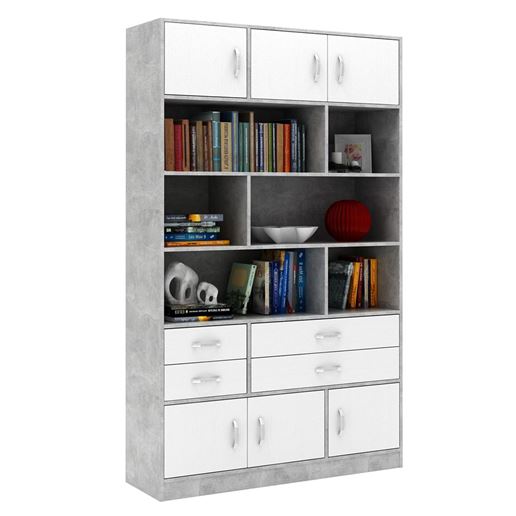 Стеллаж в комплекте Либерти-62 бетон / белый