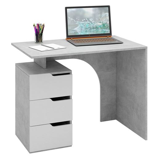 Стол компьютерный Нейт-1 бетон / белый