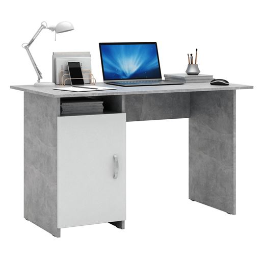 Стол письменный Милан-8 (0120) бетон / белый