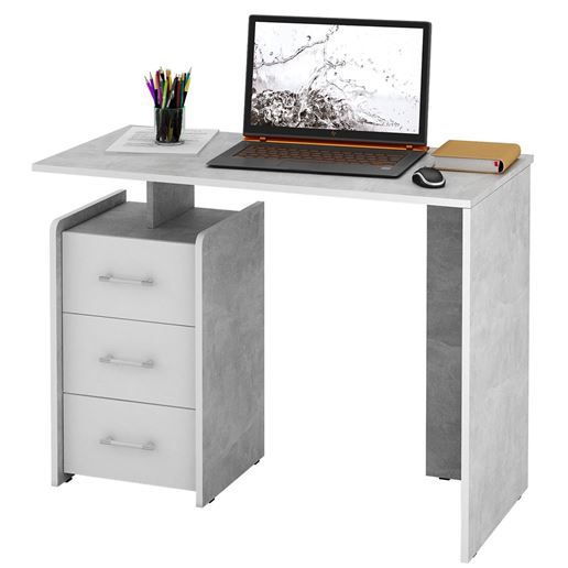 Стол письменный Слим-1 бетон / белый