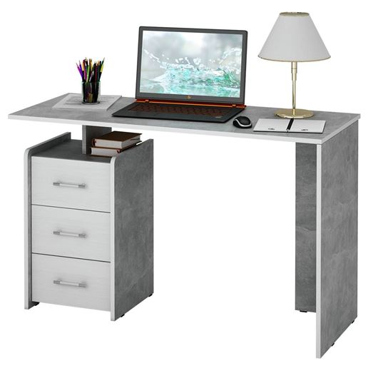 Стол письменный Слим-2 бетон / белый