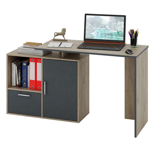 Стол письменный Слим-3, прямой/угловой дуб крафт / серый