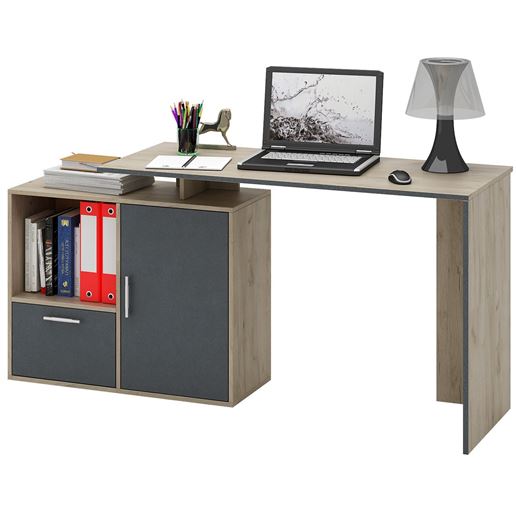 Стол письменный Слим-4, прямой/угловой дуб крафт / серый