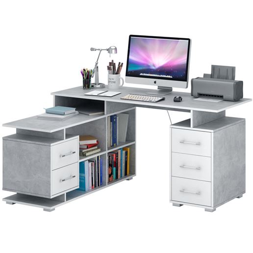 Стол угловой Краст-3 бетон / белый