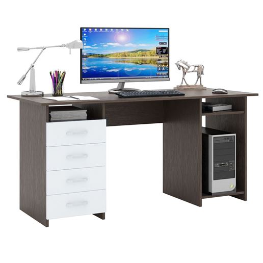 Стол письменный Милан-6 (0120) венге / белый