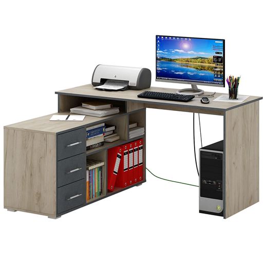 Стол угловой Краст-2 дуб крафт / серый