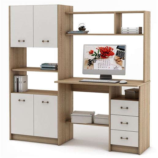 Компьютерный стол Август-11-Дуб-сонома/Белый