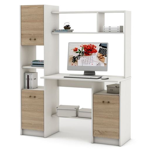 Компьютерный стол Август-1-Белый/Дуб-сонома
