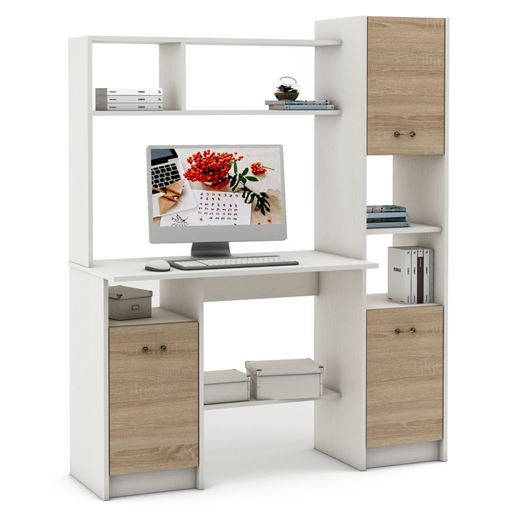 Компьютерный стол Август-2-Белый/Дуб-сонома