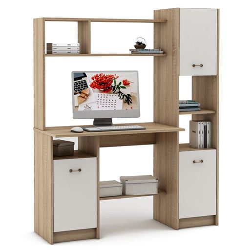 Компьютерный стол Август-2-Дуб-сонома/Белый