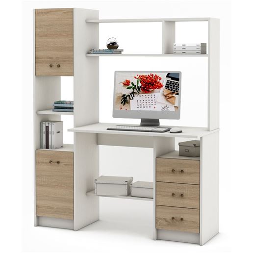 Компьютерный стол Август-3-Белый/Дуб-сонома