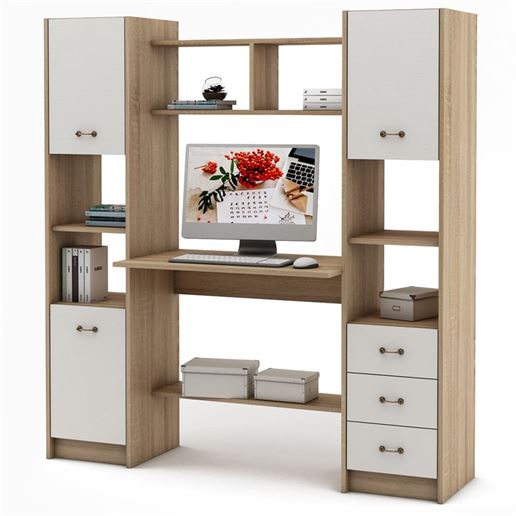 Компьютерный стол Август-6-Дуб-сонома/Белый