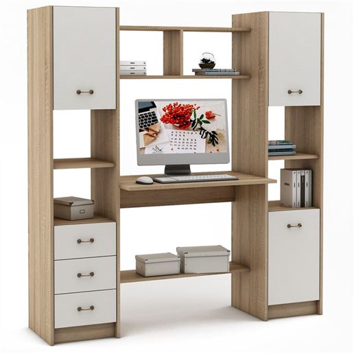 Компьютерный стол Август-7-Дуб-сонома/Белый