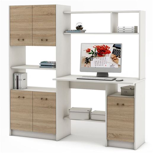 Компьютерный стол Август-9-Белый/Дуб-сонома