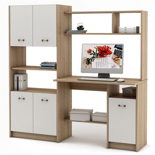 Компьютерный стол Август-9-Дуб-сонома/Белый