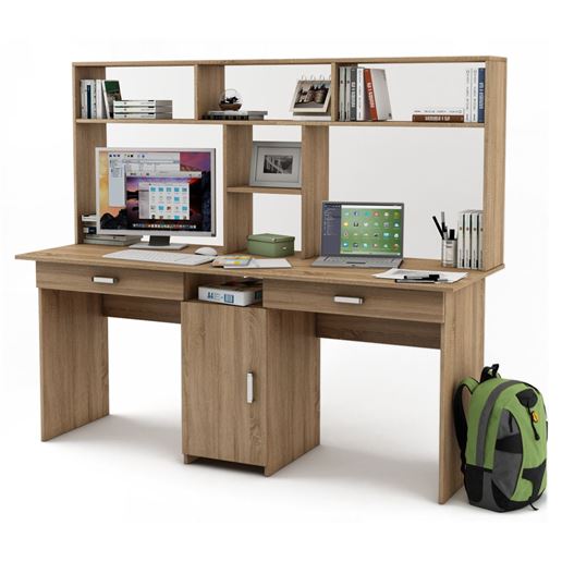 Письменный стол Лайт-10Я с надстройкой-Дуб сонома