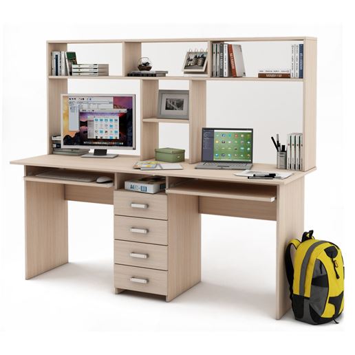 Письменный стол Лайт-11К с надстройкой-Дуб-молочный